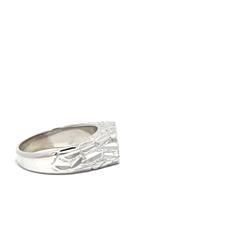 Striking! Men's Size 11.5 Diamond Nugget Ring .15 CTTW 10K White Gold 11.7g
